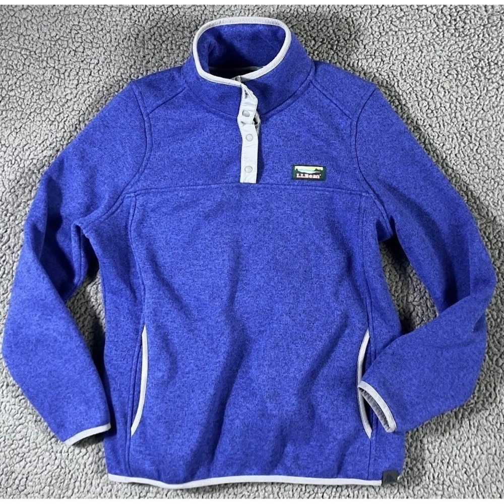 LL Bean Womens Sweater Fleece Pullover Indigo Small Petite - Picture 6 of 14